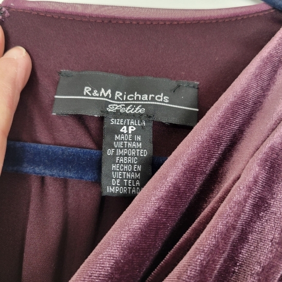 NWT R&M Richards Petite Chiffon-Cape Cowlneck Velvet Gown in Wine Size 4P - Picture 13 of 15